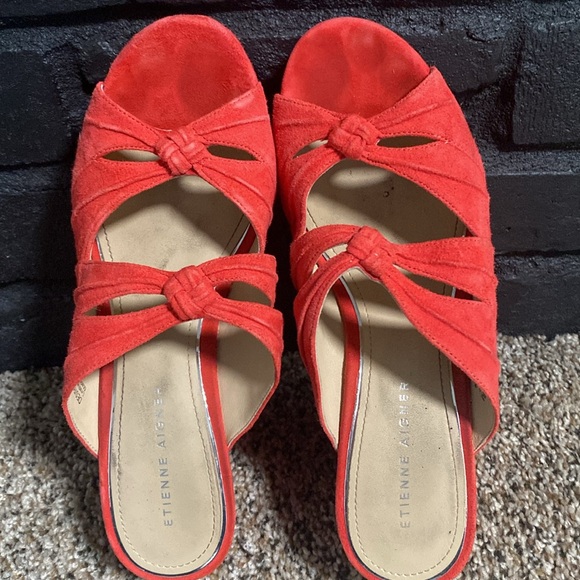 Coral Pink Suede Platform Sandals - Picture 3 of 4